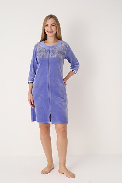 ROMEO LİFE Γυναικείο χειμερινό κοστούμι από βαμβακερό βελούδο με φερμουάρ 3629