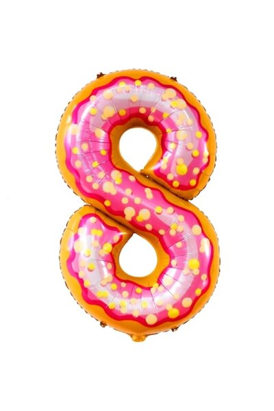 Danex Balon folie metalică numărul 8, imprimeu gogoașă, 100 cm, multicolor