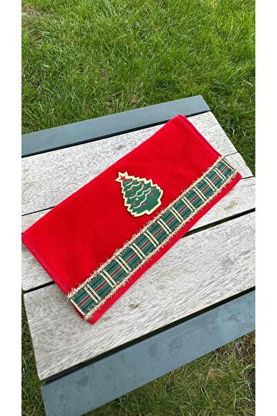 Fantastic Collection New Year's Collection Velvet Towel with Border and Emblem (30X50 cm) – Gift Wrapped – Handmade Special