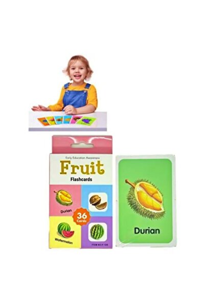 OEM Cartonase educative copii, 36 carduri cu fructe, invatare engleza prin jo...