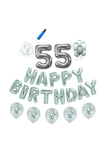 Domi Party & Gifts Set baloane La multi ani , 55 ani, argintiu