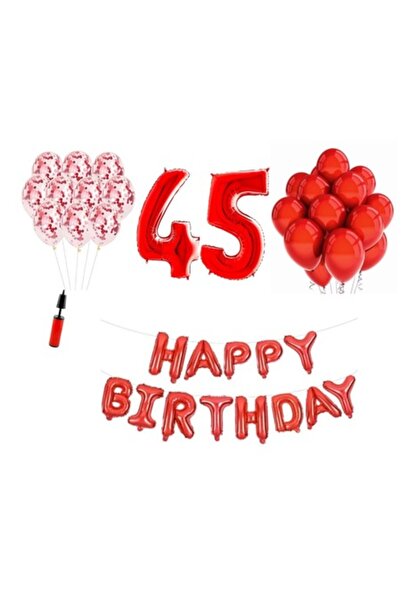 OEM Set de 36 de baloane - La mulți ani 45 de ani, numere folie 100 cm, roșu