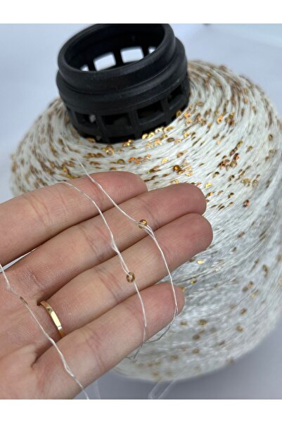 Pİ Yarn Beyaz Gold pullu ip