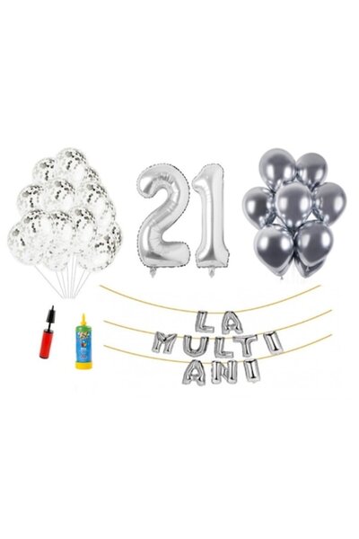 Domi Party & Gifts Set 34 baloane, La mulți ani de 21 de ani, numere folie 10...