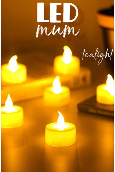 Genel Markalar 6 Adet Led Mum Tealight Mini Dumansız Pilli Alevli Dekoratif Y...