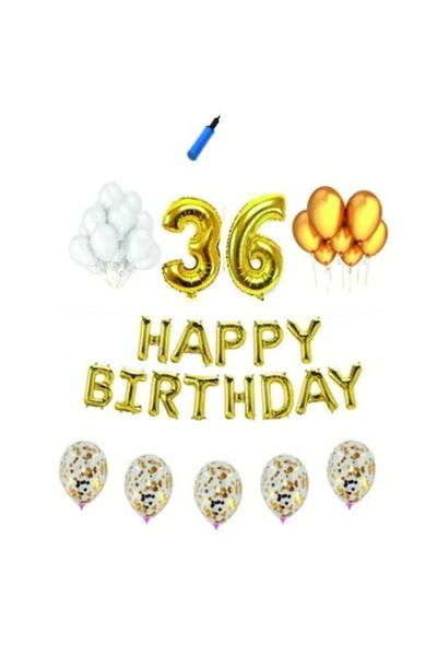 Domi Party & Gifts Set baloane Happy Birthday , 36 ani, auriu