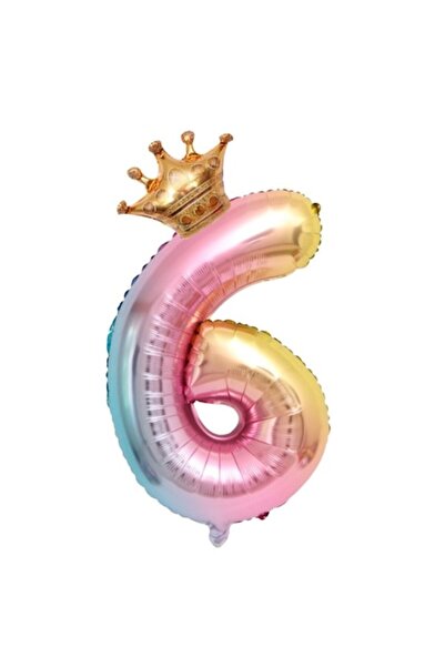 Danex Metallic Foil Number Balloon, Gradient, Birthday Theme, 80 cm, Number 6