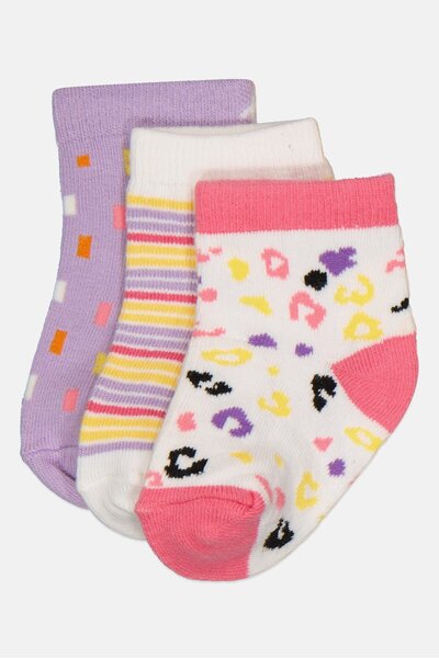 Hamleys Toddlers Girl 3 Pair Allover Print Socks, Multicolor