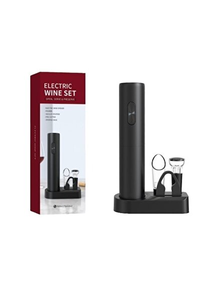 Danex 5-piece electric corkscrew set, battery-powered, multifunctional, 23x14 cm, black