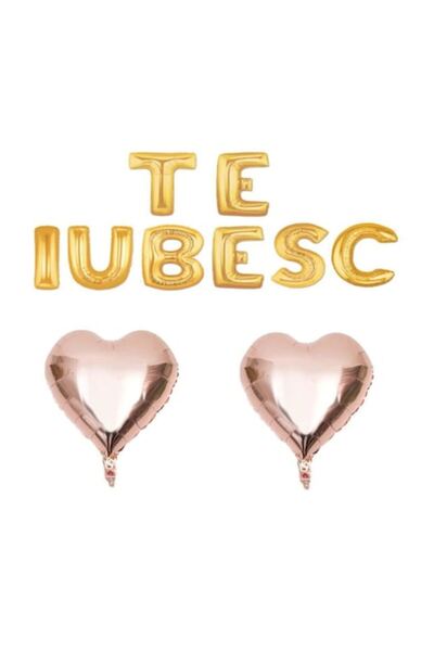 Domi Party & Gifts Set 10 baloane folie I LOVE YOU aurii, Domi Party & Gifts,...