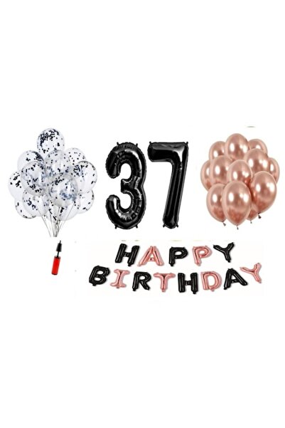 Domi Party & Gifts Set 36 baloane, Domi Party & Gifts, Happy Birthday negru/r...