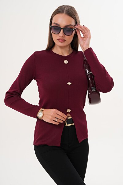 ŞİMAL Women's Button Detailed Slit Sweater 255099 -