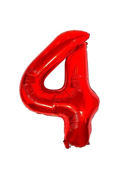 Danex Metallic Foil Balloon, Number 4, Birthday Theme, 100 cm, Red
