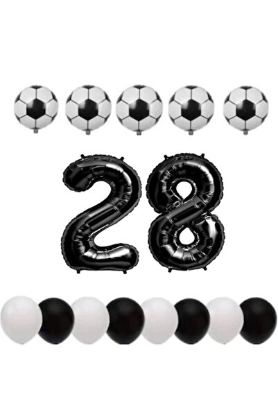 OEM Set de 15 baloane, ESB, aniversare 28 de ani, temă fotbal, număr folie 10...