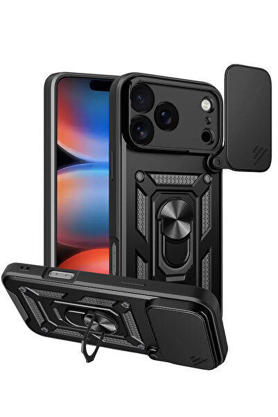 Nezih Case Apple iPhone 17 Pro Uyumlu Magnetik Standlı Kamera Korumalı Sürgül...