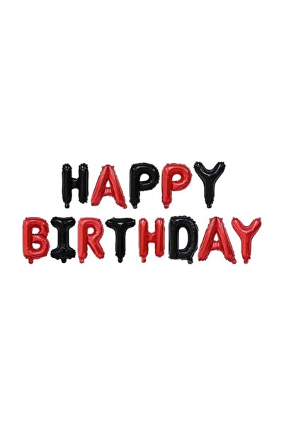 Danex Metallic Foil Balloon Set, "Happy Birthday" Letter Balloons 40 cm, Red-Black