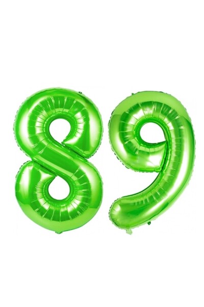 Domi Party & Gifts Set of 2 foil number balloons, Green, 89th birthday, 100 cm