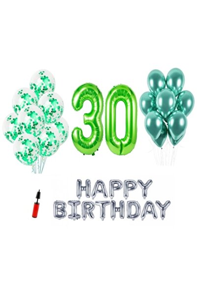 Domi Party & Gifts Set 33 baloane , Happy Birthday aniversare 30 ani, cifre foli