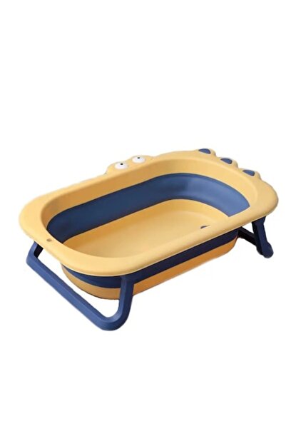 LEIBOO Foldable Bathtub, drain plug, 0 - 6 years, Plastic, 80 cm x 54 cm x 21 cm, Crocodile model, Yellow