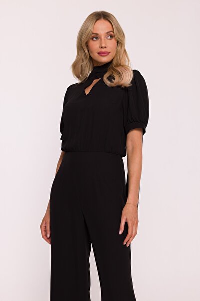 Stylove s421 Short-sleeved jumpsuit with bow tie