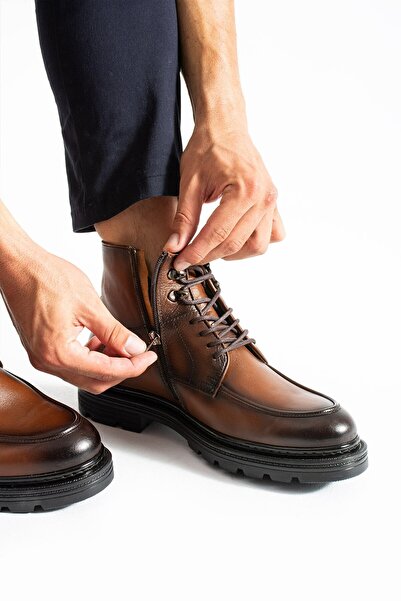 ShoeMaker El Yapımı Taba Klasik Erkek Çizme Bot | Kışlık ve Suya Dayanıklı E-...