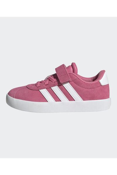 adidas حذاء VL Court 3.0 من جلد الغزال المرن ذو الدانتيل - وردي غامق