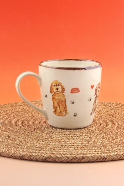 Bursa Porselen Dekor Retro Dog Flow Porcelain Mug
