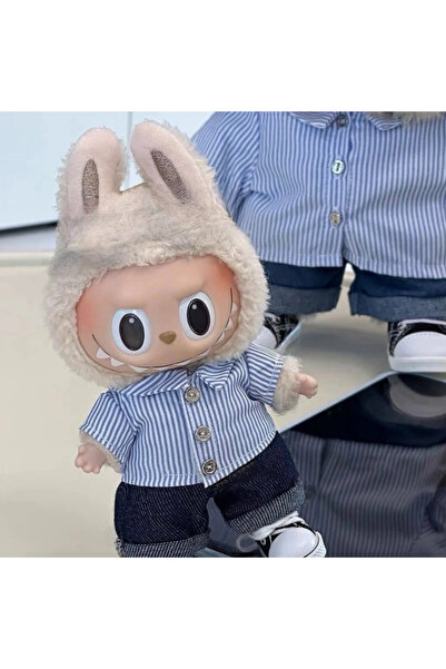 Choice مجموعة ملابس بدون أحذية للدمية لابوبو مقاس 15/17 سم، قميص مخطط وجينز م...