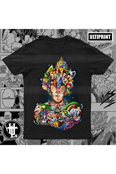 FG KONNİCHİWA Dragon Ball Z Anime Printed Unisex Black Tshirt Son Goku Gohan Vegeta