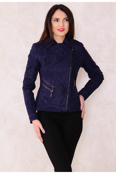 Elis Fashion Geaca de Piele Velvet Touch DarkBlue
