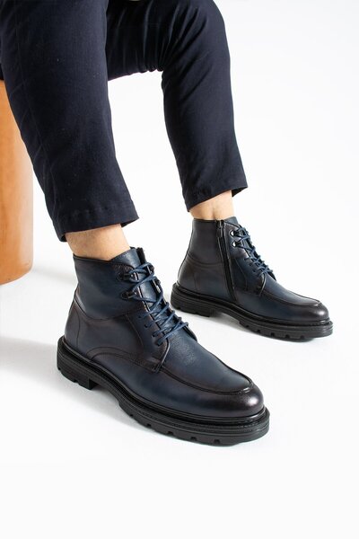 ShoeMaker El Yapımı Lacivert Klasik Erkek Çizme Bot | Kışlık ve Suya Dayanıklı E-222LC-43