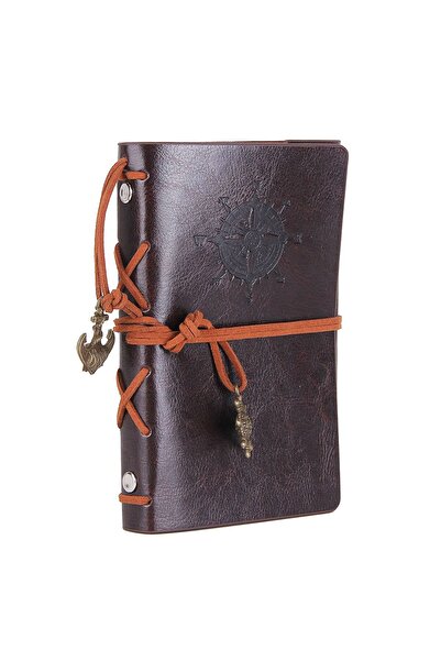 Choice Deep brown Retro Notebook Traveler Diary Leather Soft Cover Small Size 13x9cm Replaceable Kraft Pape