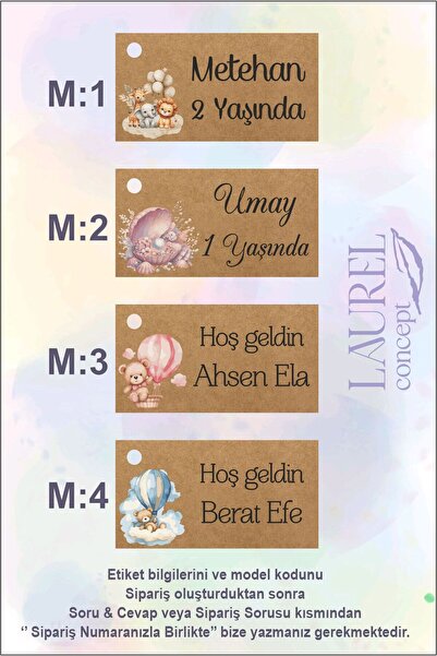 laurelconcept Kraft Delikli Süs Etiketi Bebek 35 Adet