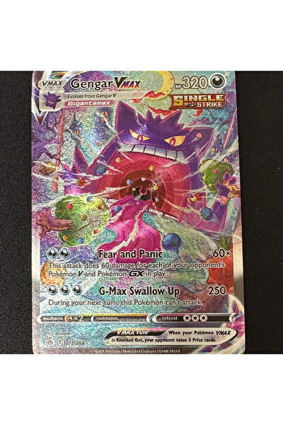 BANDAI seven PTCG Game Collection Cards Anime Gengar VMAX Swallow Up English Version Refractive Colorful Fl