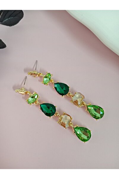 mos&more Purple Detailed Crystal Stone Dangle Earrings