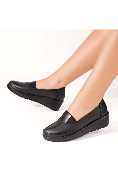 Modlet.ro Γυναικεία μαύρα Δερμάτινο casual παπούτσια με πλατφόρμα MOD08302