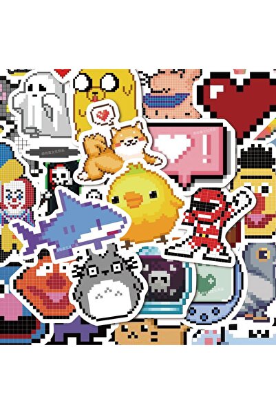 BANDAI 64 قطعة من ملصقات الرسوم المتحركة الكلاسيكية للعبة البكسل، ملصقات رسوم...