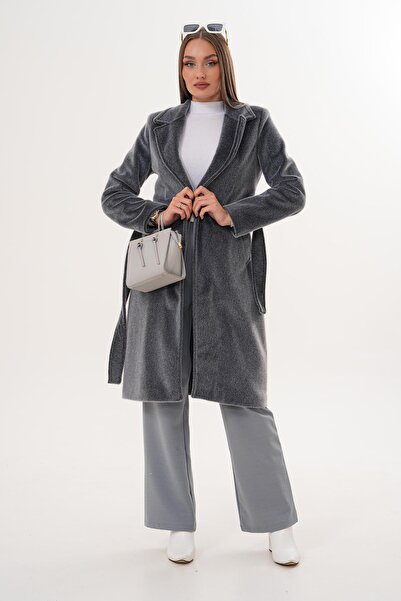 ŞİMAL Kadın Kuşaklı Peluş Kaban 255407 -