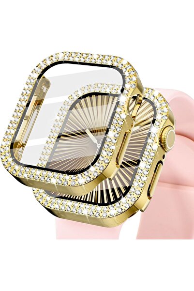 GREGOSS GRGEGOSS Apple Watch Seri 10/11 Uyumlu 42mm Cam + Ekran Parıldayan Ta...