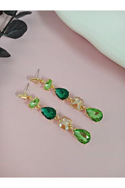 mos&more Purple Detailed Crystal Stone Dangle Earrings