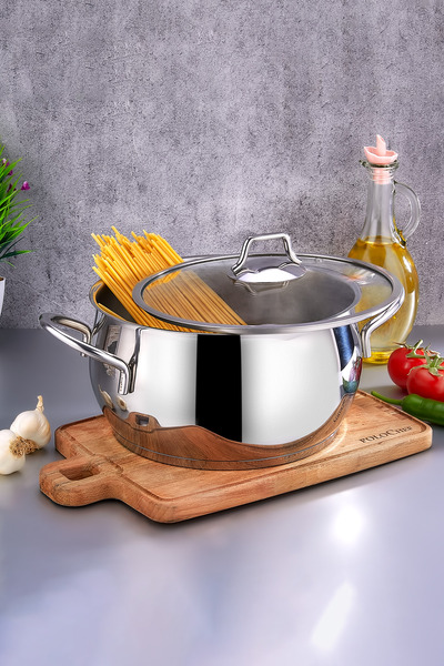PoloChef Stainless Steel Deep Pot 30 cm with Lid