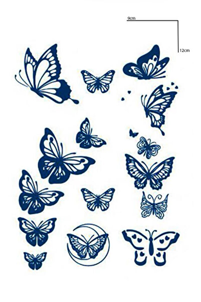TAKIŞTIR Kelebek Figürlü 12 Saat Sonra Kararan Geçici Dövme Tattoo