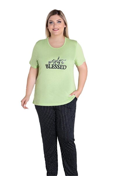Alperi Plus Size Oversized Short Sleeve Pajama Set B78-92