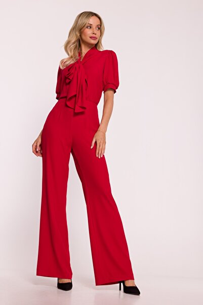 Stylove s421 Short-sleeved jumpsuit with bow tie