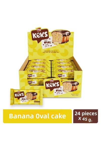 BİFA KEKS كعكة بيضاوية بالبندق والموز 45 جرام × 24 قطعة