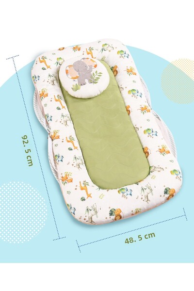 Bonfino Bonfino Premium Organic Cotton Bedding with Mosquito Net for 0-12 Months, African Safari Print-Green