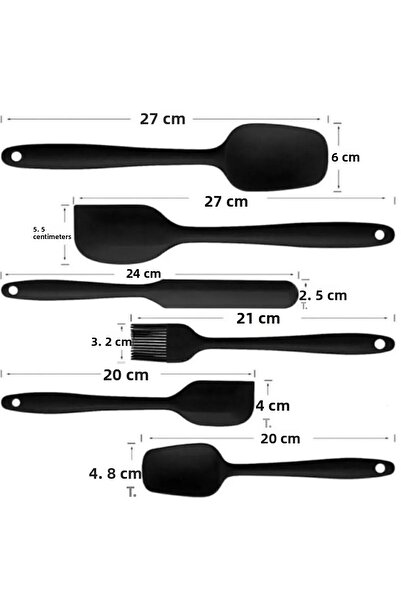Single Set of 6 Fireproof Non-Stick Kitchen Pastry Silicone Egg Brush Spoon Knife Spatula Set