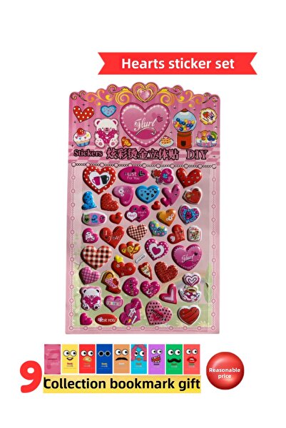 Pembe Pasaj Heart Sticker - Embossed Sticker for Children