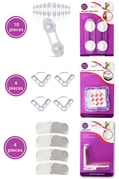 Lira طقم أمان للأطفال مكون من 18 قطعة، 10 قفل لدرج الخزانة، 4 قفل زاوية، 4 وا...