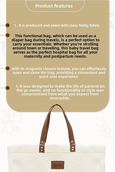 mordesign XL Large Size Family Bag for Mother and Baby - Morteddy Series with Wallet Gift